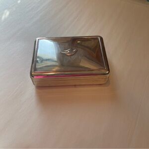 Vtg  Dove Soap Silver Trinket Jewelry Box Blue Velvet Lining